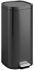HOMCOM 30L Kitchen Bin, Compact Pedal Bin with Soft-Close and Stay-Open Lid, Removable Bucket for Kitchen, Home, Office, Black