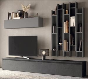 Davos Wooden Entertainment Unit In Slate Effect And Lead Grey