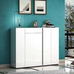 Noah High Gloss Shoe Cabinet 4 Doors 1 Drawer In White Anthracite