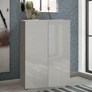 Maestro High Gloss Shoe Cabinet 2 Doors 5 Shelves In Grey