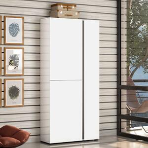 Noah High Gloss Shoe Cabinet Tall 3 Doors In White Anthracite