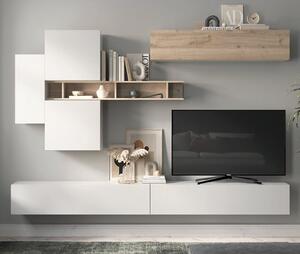 Forli High Gloss Entertainment Unit In White And Cadiz Oak