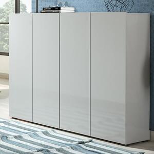 Maestro High Gloss Shoe Cabinet 4 Doors 10 Shelves In Grey