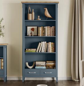 Sanford Wooden Bookcase Tall With 2 Drawers In Blue