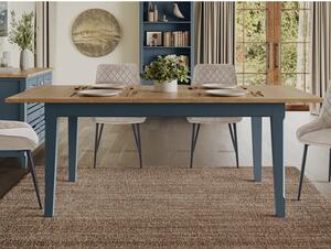 Sanford Extending Wooden Dining Table In Blue And Oak