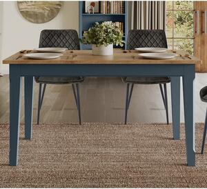 Sanford Wooden Dining Table Rectangular In Blue And Oak