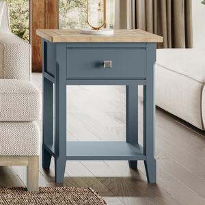 Sanford Wooden Lamp Table With 1 Drawer In Blue