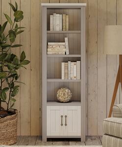 Gilford Wooden Open Bookcase Narrow With 2 Doors In Grey