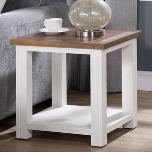 Savona Wooden Lamp Table Square In Oak And Blue