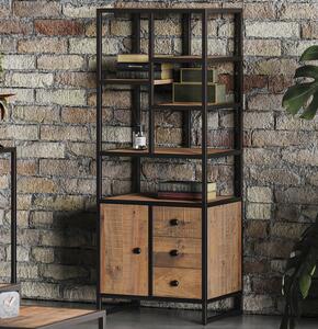 Olbia Wooden Modular Bookcase Tall Open 1 Door 3 Drawers In Oak