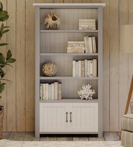 Gilford Wooden Large Open Bookcase With 2 Doors In Grey