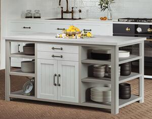 Gilford Wooden Kitchen Island With 2 Doors 2 Drawers In Grey