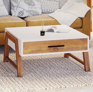 Timmins Wooden Coffee Table With 1 Drawer In White And Oak