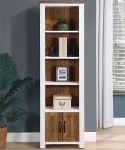 Savona Wooden Open Bookcase Narrow With 2 Doors In White