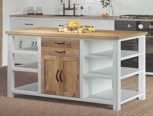 Savona Wooden Kitchen Island With 2 Doors 2 Drawers In White