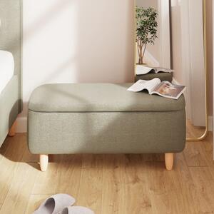 Farica Boucle Fabric Storage Hallway Bench In Natural Mushroom