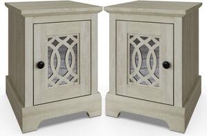 Arcata Dusty Grey Oak Mirrored Bedside Cabinets In Pair