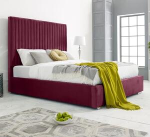 Medan Plush Velvet Small Double Bed In Maroon