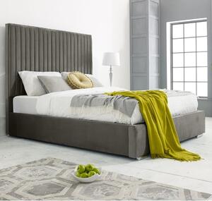 Medan Plush Velvet Small Double Bed In Grey