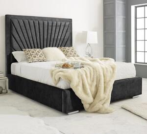 Darwin Plush Velvet Small Double Bed In Black