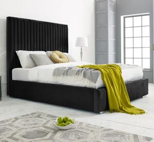 Medan Plush Velvet Double Bed In Black