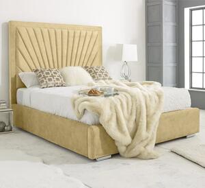 Darwin Plush Velvet Small Double Bed In Beige