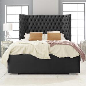 Prague Plush Velvet Small Double Bed In Black