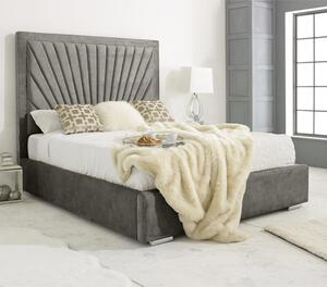 Darwin Plush Velvet Double Bed In Grey