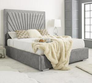 Darwin Plush Velvet Small Double Bed In Silver