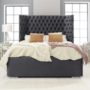 Prague Plush Velvet Small Double Bed In Steel