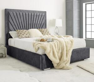 Darwin Plush Velvet Small Double Bed In Steel