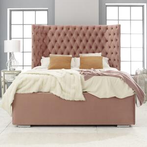 Prague Plush Velvet Small Double Bed In Rose Gold