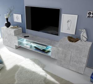 Nevaeh Wooden TV Stand With 2 Doors In Concrete Effect And LED Lights