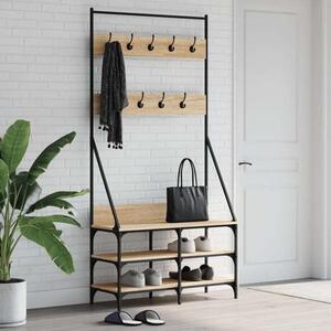 Jasper Wooden Clothes Rack With Shoe Storage In Sonoma Oak