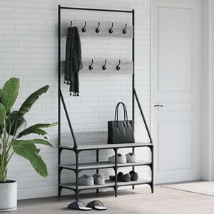 Jasper Wooden Clothes Rack With Shoe Storage In Grey Sonoma Oak