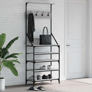 Fremont Wooden Clothes Rack With Shoe Storage In Grey Sonoma Oak