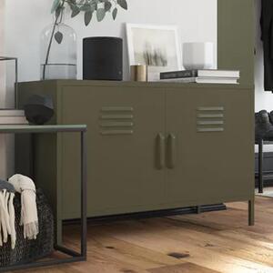 Berlin Metal Storage Cabinet Wide In 2 Doors In Olive Green