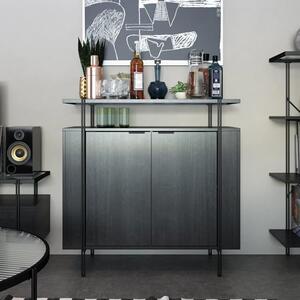 Warren Wooden Bar Cabinet With 2 Doors In Black