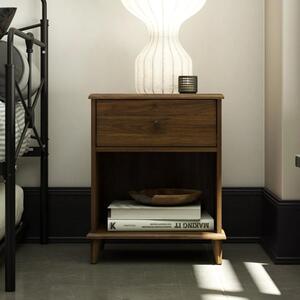 Ferris Wooden Bedside Cabinet With 1 Drawer In Walnut