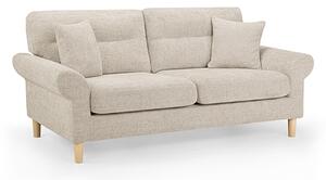 Fairfax Fabric 3 Seater Sofa In Beige With Oak Wooden Legs