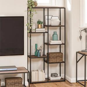 Quebec Wooden Bookcase With 5 Shelves In Weathered Oak