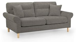 Fairfax Fabric 3 Seater Sofa In Mocha With Oak Wooden Legs