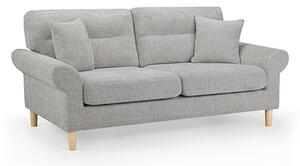 Fairfax Fabric 3 Seater Sofa In Silver With Oak Wooden Legs