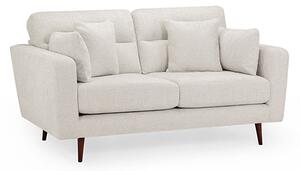 Zurich Fabric 2 Seater Sofa In Beige With Brown Wooden Legs