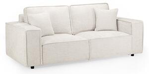 Mack Fabric 3 Seater Sofa In Cream With Black Wooden Feets