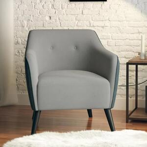 Kinder Chenille Fabric Bedroom Chair With Wooden Legs In Grey