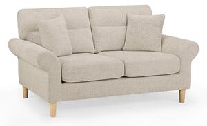 Fairfax Fabric 2 Seater Sofa In Beige With Oak Wooden Legs