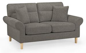 Fairfax Fabric 2 Seater Sofa In Mocha With Oak Wooden Legs