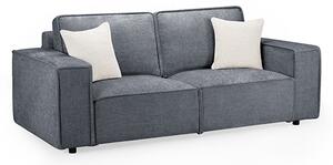 Mack Fabric 3 Seater Sofa In Slate With Black Wooden Feets