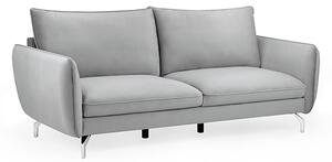 Lacey Fabric 3 Seater Sofa In Grey With Chrome Metal Legs